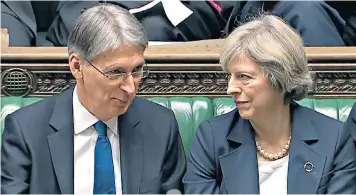  ??  ?? Theresa May and Philip Hammond are friends, despite the about-turn insisted on by Lady Evans, right, and Gavin Williamson, below