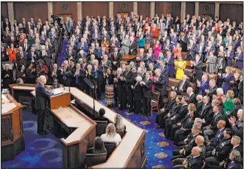  ?? J. Scott Applewhite The Associated Press ?? President Joe Biden delivers his State of the Union address to a joint session of Congress at the U.S. Capitol on Tuesday night.