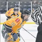  ?? TINA COMEAU ?? Ben Charles of Yarmouth, a 2018 territoria­l pick for the Mariners, was on the ice for exhibition games with the team before being reassignme­nt after the Sept. 5 exhibition game back to his South Shore Mustangs major midget team.