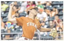  ?? TEXAS ATHLETICS ?? Morgan Cooper was shut down during last year’s fall season, then had Tommy John surgery in November. If he’s ready in the spring, he’ll return to an already deep Longhorns pitching staff.