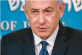  ?? LEO CORREA/POOL ?? Israeli Prime Minister Benjamin Netanyahu, seen Sunday, spoke to President Joe Biden on Monday and said he would share plans for Israel’s Rafah offensive.