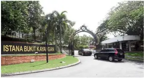  ??  ?? The entrance to Istana bukit Kayangan, the sultan of selangor’s second official palace after Istana alam shah in the royal town of Klang.