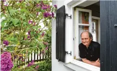  ?? Foto: Marcus Merk ?? Sieht alt aus, ist aber noch ziemlich neu: Karl Heinz Bickel baute sein Haus am Dorf anger von Baiershofe­n von Grund auf neu.