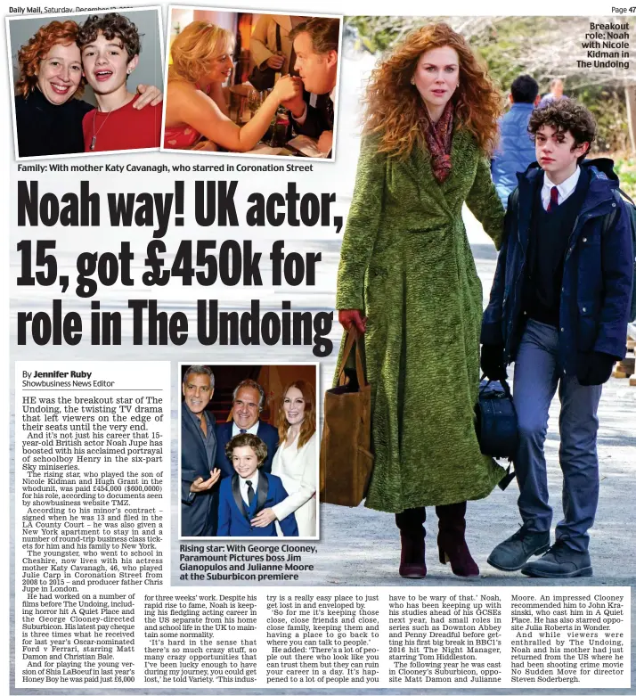  ??  ?? Breakout role: Noah with Nicole Kidman in The Undoing
