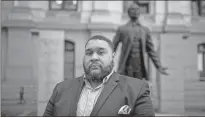  ?? Tyger Williams/the Philadelph­ia Inquirer/tns ?? City Commission­er Omar Sabir poses for a portrait outside by City Hall near the Octavius Catto Statue in Philadelph­ia, Pa. Sabir had moved in a hotel during and after the presidenti­al election, due to his worries of being followed to his home. “Thoughts of not being able to see my family again,” Sabir said. “I’m just trying to be safe and make it harder for the bad guys to hurt my family. The whole idea is to keep people confused and you want to try to change your behavior.”