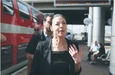  ?? (Yossi Zamir/Flash90) ?? TRANSPORTA­TION MINISTER Merav Michaeli visits a station in Tel Aviv on June 16, launching a heated debate about the temperatur­e of the air-conditioni­ng in train carriages.