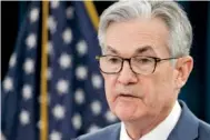  ?? AP PHOTO/JACQUELYN MARTIN ?? Federal Reserve Chairman Jerome Powell speaks during a Tuesday news conference to discuss an announceme­nt from the Federal Open Market Committee in Washington.
