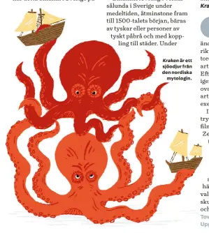  ?? Illustrati­on: Saga Bergebo ?? Kraken är ett sjöodjur från den nordiska mytologin.