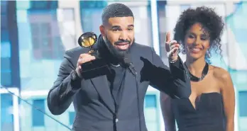  ?? Photo / AP ?? Drake won the Grammy for best rap song, then proceeded to explain why the awards don’t matter.