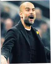  ??  ?? CITY SLICKER: Guardiola, barking his orders last night, is so close to winning his first PL title