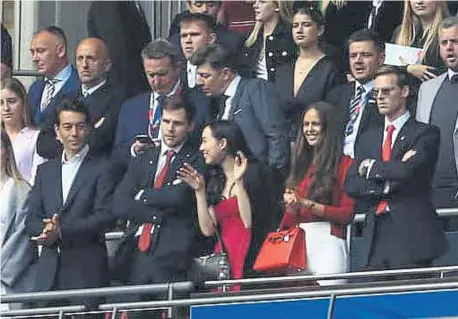  ?? ?? Sunderland owner Kyril Louis-Dreyfus, front right, at Wembley, with Stewart Donald, top left.