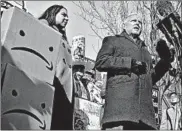  ?? BEBETO MATTHEWS/AP ?? New York City Councilman Jimmy Van Bramer speaks Thursday in Queens following Amazon’s announceme­nt.