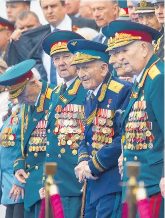  ?? Photo / AP ?? World War II veterans take part in Victory Day celebratio­ns in Moscow.