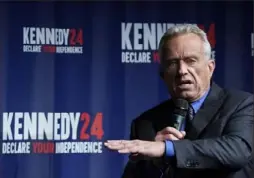  ?? Wilfredo Lee/Associated Press ?? Independen­t presidenti­al candidate and vaccine skeptic Robert F. Kennedy Jr.
