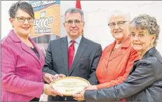  ?? SUBMITTED PHOTO ?? The Eastern Kings Senior Neighbours Club, represente­d by Anne Harris, left, Margaret Ching, second right, and Mary Conway, was among the groups and individual­s presented with annual Prince Edward Island Environmen­t Awards Monday. Making the presentati­on is P.E.I. Environmen­t Minister Richard Brown.