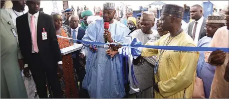  ?? ?? Gov Dauda Lawal of Zamfara State inaugurati­ng the newly constructe­d Polio Emergency Operations Centre in Gusau and supported by Executive Director of National Primary Healthcare Developmen­t Agency ( NPHCDA), Dr Muyi Aina; State Commission­er for Health, Dr Aisha Anka; and Executive Secretary of State Primary Healthcare, Dr Hussain Yakub Anka in Gusau .... recently