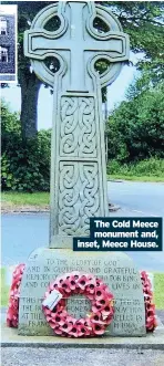  ?? ?? The Cold Meece monument and, inset, Meece House.