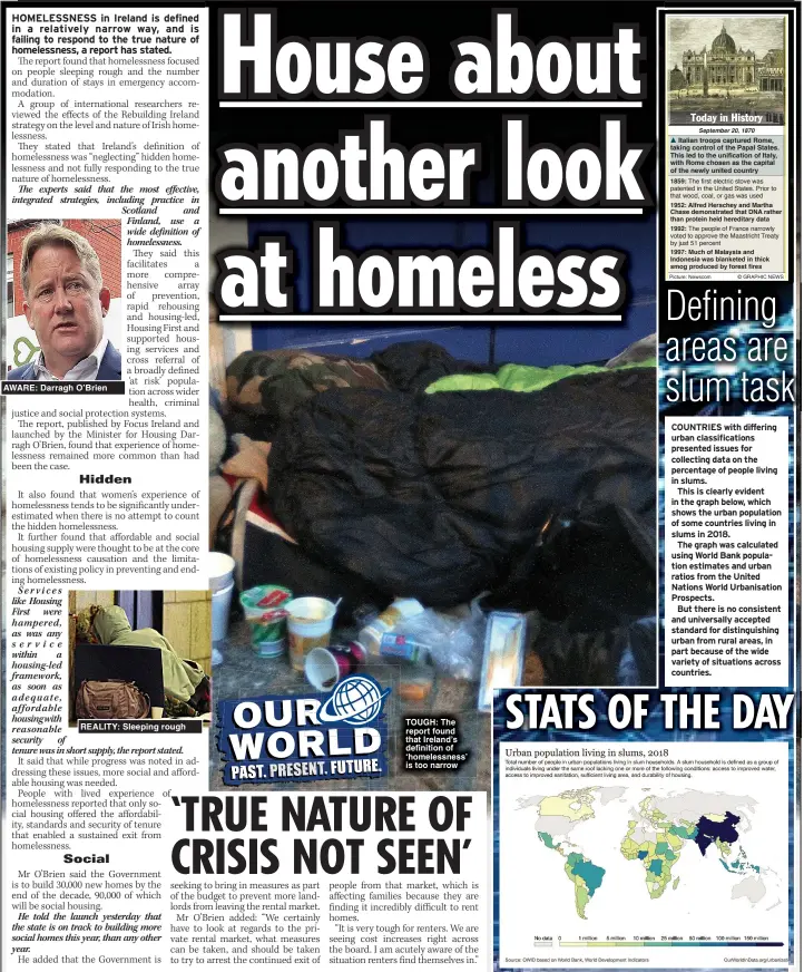  ?? Picture: Newscom ?? AWARE: Darragh O’Brien
REALITY: Sleeping rough
TOUGH: The report found that Ireland’s definition of ‘homelessne­ss’ is too narrow