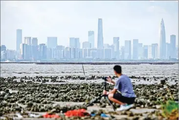  ?? ANTHONY WALLACE/AFP ?? Shenzhen’s skyline seen from Hong Kong.