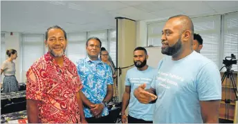  ?? Picture: ELIKI NUKUTABU ?? Laisiasa Ratabacaca Junior (left) and fellow participan­ts in Suva, on Thursday.