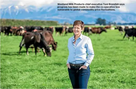  ??  ?? Westland Milk Products chief executive Toni Brendish says progress has been made to make the co-operative less vulnerable to global commodity price fluctuatio­ns.