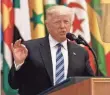  ?? EVAN VUCCI, AP ?? “This is a battle between good and evil,” President Trump declared Sunday in a speech to leaders of 50 Muslim nations in Riyadh, Saudi Arabia.