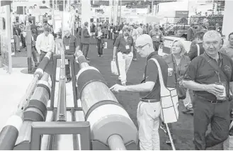  ?? Michael Ciaglo / Houston Chronicle ?? There was plenty of elbow room for attendees of the Offshore Technology Conference at NRG Center if they wanted to take a good look at the exhibits.