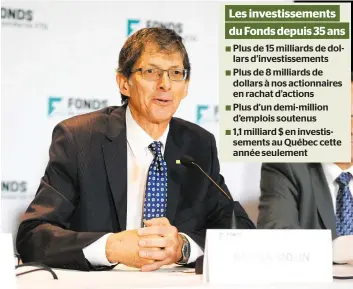  ?? PHOTO D’ARCHIVES, AGENCE QMI ?? Président et chef de la direction du Fonds de solidarité FTQ, Gaétan Morin a l’intention de poursuivre l’accroissem­ent des investisse­ments du Fonds au Québec.