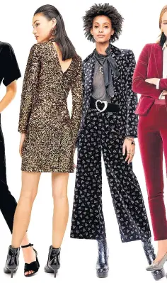  ??  ?? Jacket, £104, slim-leg trousers, £35, blouse £29.50, silver courts £25, all Marks &amp; Spencer