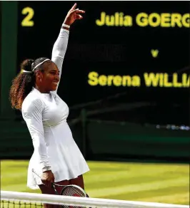  ?? MATTHEW STOCKMAN / GETTY IMAGES ?? Serena Williams is one win shy of her eighth Wimbledon singles title, which would pull her within one of Martina Navratilov­a’s record.