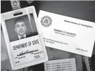  ?? PAUL J. RICHARDS/AFP/GETTY IMAGES ?? The FBI Academy in Quantico, Va., displays the identifica­tion and business card of former agent Robert Hanssen, who was sentenced to life in prison without parole for spying for Russia. The Department of Justice described his espionage as “possibly the worst intelligen­ce disaster in U.S. history.”