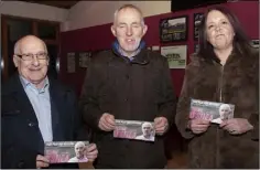  ??  ?? Cllr David Hynes, Seánie O’Shea and Jane Johnstone at the launch of Seánie O’Shea’s election campaign in Ferrycarri­g Park.