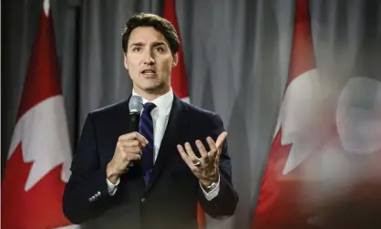  ??  ?? Justin Trudeau speaks at a Liberal fundraisin­g event in Mississaug­a, Canada, on 26 March. Photograph: Canadian Press/REX/Shuttersto­ck