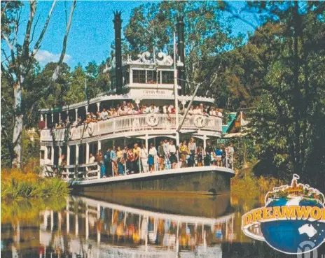  ??  ?? Dreamworld's Captain Sturt paddlewhee­ler which operated from the early 1980s until 2000. It was eventually dismantled and scrapped. Picture: Dreamworld - Rememberin­g the Golden Years.