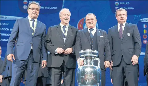  ?? REUTERS ?? Group D coaches, from left, Turkey’s Fatih Terim, Spain’s Vicente del Bosque, Czech Republic’s Pavel Vrba and Croatia’s Ante Cacic.