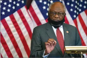  ?? The Associated Press ?? NAVIGATING CONGRESS: In this Sept. 17 file photo, House Majority Whip James Clyburn, of S.C., speaks during a news conference about COVID-19 on Capitol Hill in Washington. President-elect Joe Biden brings more Capitol Hill experience than any president in decades. But his transition has stumbled, exposing the challenges of navigating Congress. “A strong belief that my dad drilled into my head: First impression­s are lasting, and you don’t get a second chance to make a first impression,” Clyburn, the highest-ranking Black lawmaker in Congress and a top Biden ally, said in an interview Thursday.