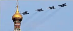  ?? ?? RUSSIAN MiG-31BM fighter jets flew over Red Square on Saturday during the rehearsal for the Victory Day military parade in Moscow today. Russia will celebrate the 77th anniversar­y of the 1945 victory over Nazi Germany today. | AFP