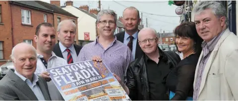  ??  ?? Liam Reily, third from left with publicans, Pat Kerley (left), Daniel Donnelly, Greg Gormley and Valerie Lawless along with, Michael McCabe (3rd left), Louth County Council, Andrew Mawhinney, Dundalk Town Centre Commercial Manager and Musician, Gerry O’Connor at the official launch of The Seatown Fleadh