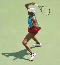  ??  ?? Venus Williams returns a shot to Alison Riske during the Western and Southern Open on August 15, 2017 in Mason, Ohio. - AFP photo