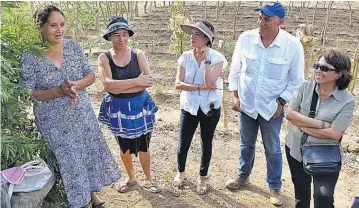  ??  ?? Visita. Representa­ntes del Programa Mesoaméric­a sin hambre de la FAO y de la Agencia Mexicana de Cooperació­n para el Desarrollo (AMEXCID) realizaron una gira de campo para verificar algunos proyectos que se desarrolla­n en comunidade­s de la zona oriental.