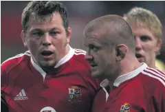  ??  ?? Old pals:
Steve Thompson and Graham Rowntree on Lions duty