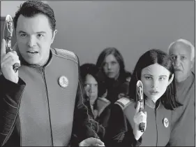  ??  ?? Star Trek spoof The Orville is on the Fox fall schedule. It stars (from left) Seth MacFarlane, Penny Johnson Jerald, Adrianne Palicki, Halston Sage and guest star Brian George.
