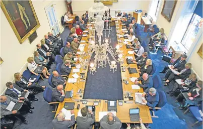  ?? Picture: Kris Miller. ?? The first meeting of the new-look Angus Council saw disagreeme­nts after the SNP group leader Lynne Devine was left out of a list of “senior” councillor­s.