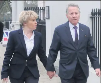  ??  ?? Tony and Julie Wadsworth arrive at Warwick Crown Court in Leamington Spa, they have have denied outraging public decency after allegedly having sex against a tree in full view of a group of young boys. Picture: Matthew Cooper/PA Wire