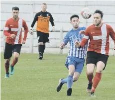  ??  ?? TC Plastics (red) battle against Hylton Castle TWR in their cup final clash