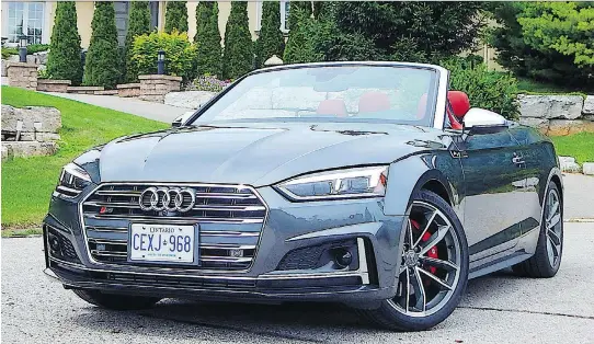  ?? PHOTOS: BRIAN HARPER ?? The 2018 Audi S5 Cabriolet is a luxury vehicle with all-year capability, boasting a charming ‘Dynamic drive mode,’ perfect for long and twisty roads.