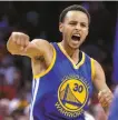  ?? Gerald Herbert / Associated Press ?? Stephen Curry celebrates his tying three- pointer.