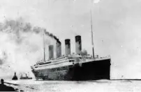  ?? ASSOCIATED PRESS FILE PHOTO ?? The Titanic departs Southampto­n, England, on its maiden voyage, on which it sank in April 1912. A mission has been planned to recover the radio that sent the ship’s final SOS.