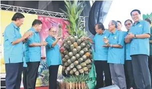  ??  ?? IKON UTAMA: Douglas menyempurn­akan upacara perasmian Pesta Nanas dan Buah-Buahan Sarikei 2017.