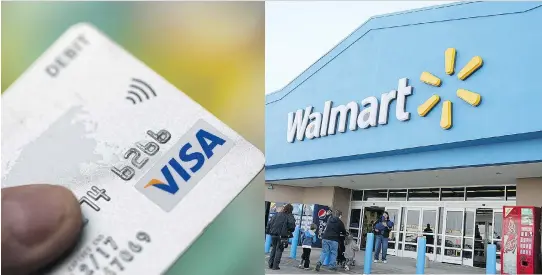  ?? SIMON DAWSON/BLOOMBERG FILES ?? Walmart and Visa have reached a deal over the disputed interchang­e fees amid widespread fears they could drive up the cost of goods for consumers.